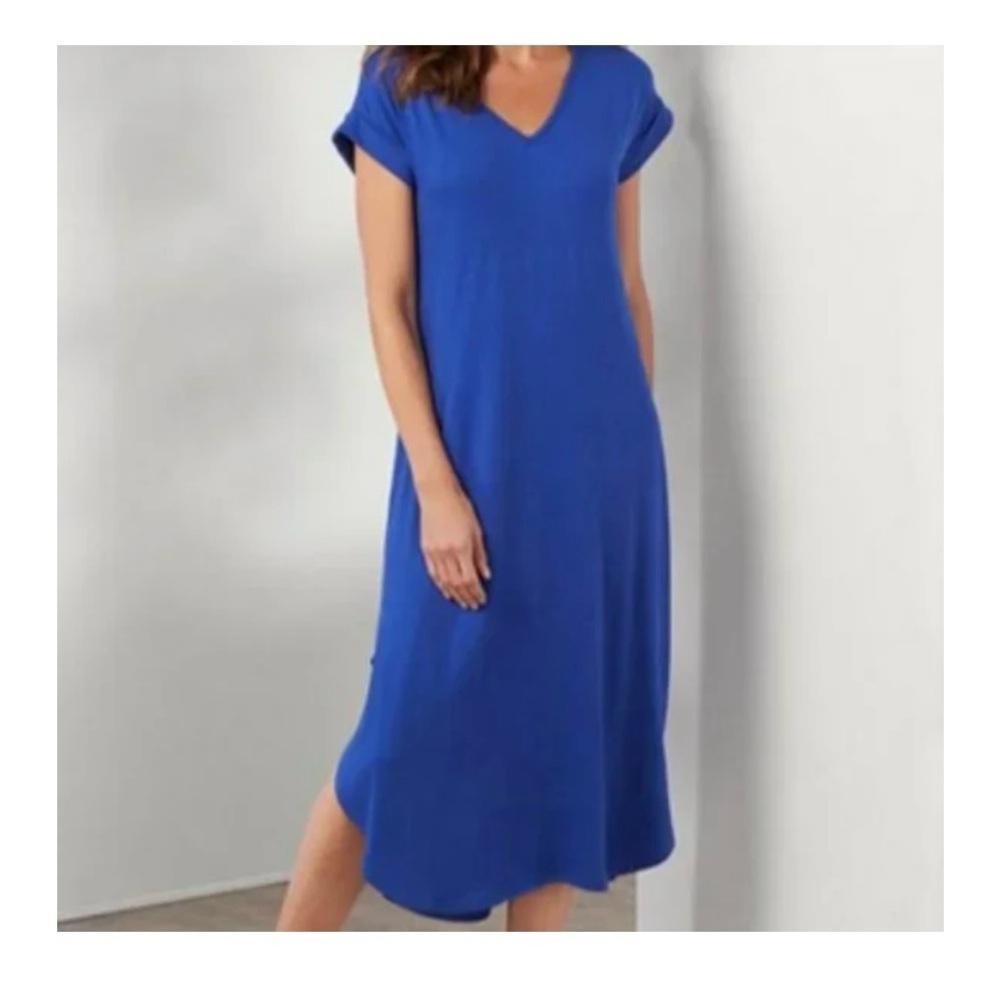 Soft surroundings very soft Elegant Blue V-Neck Dress size xs